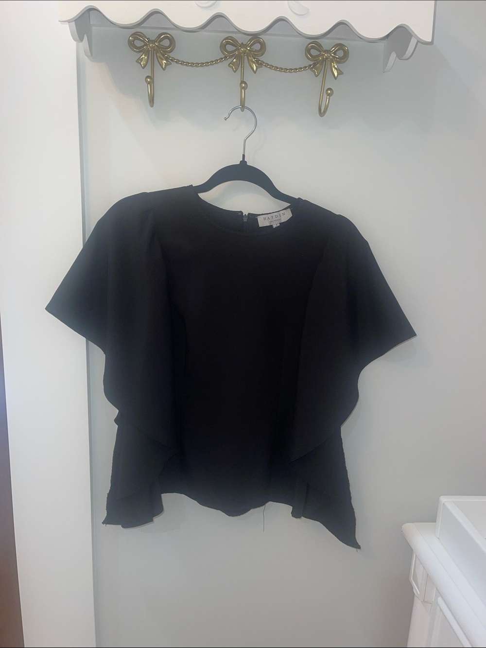 Madewell Black Flutter Sleeve Ruffle Blouse